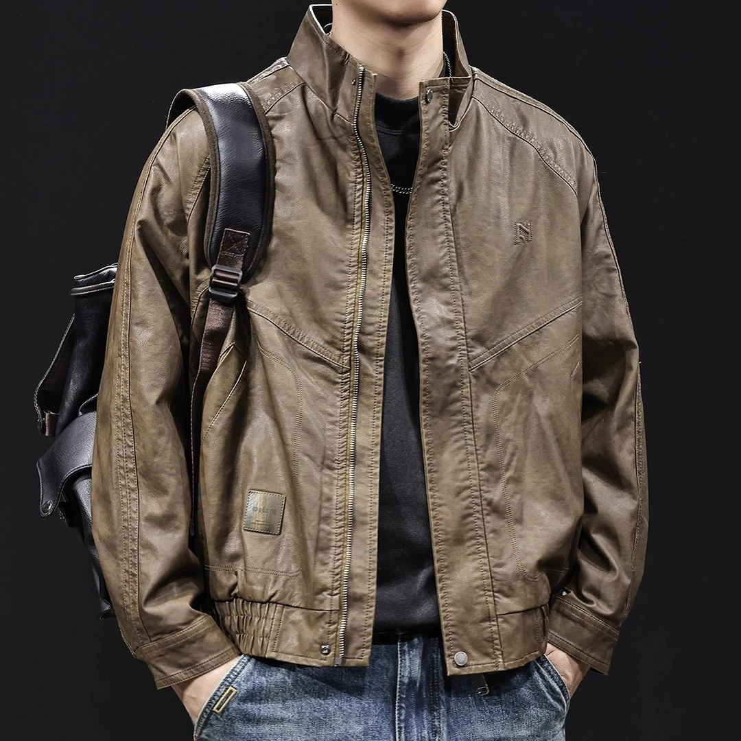 高级感机车皮衣外套男春秋2025新款男士短款衣服大码美式潮牌春季