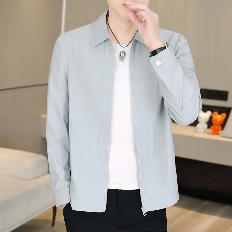 男士夹克春秋新款2025休闲翻领薄款夹克衫外套休闲专业级防晒衣