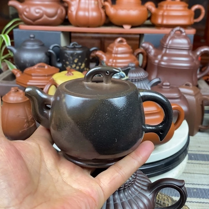 茶壶紫砂鱼跃260CC原矿老紫泥柴烧特价