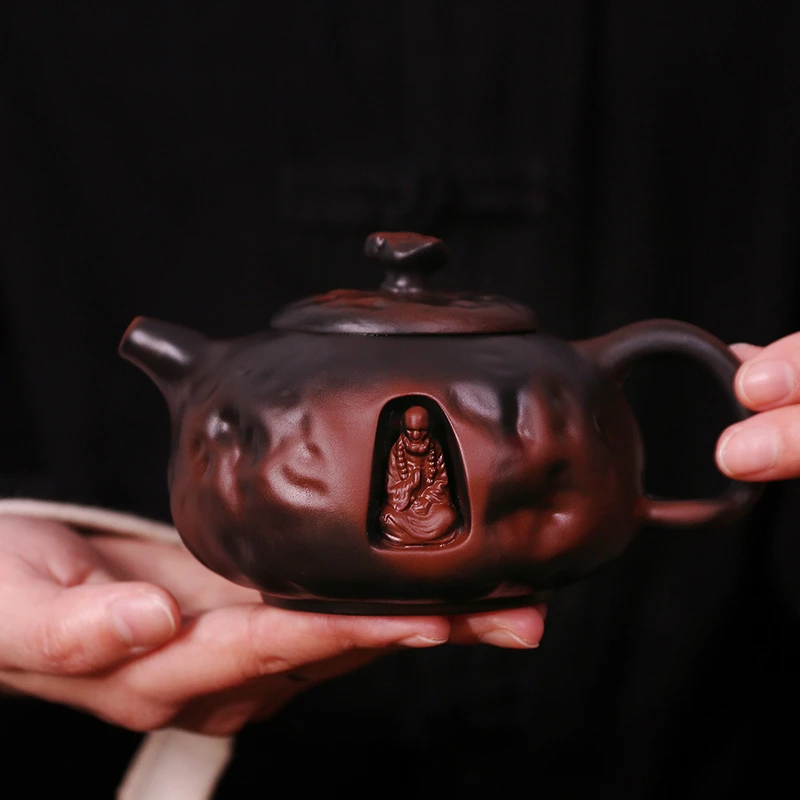 紫陶达摩供春凤鸣壶大容量家用中式泡茶壶复古大号紫砂壶C108