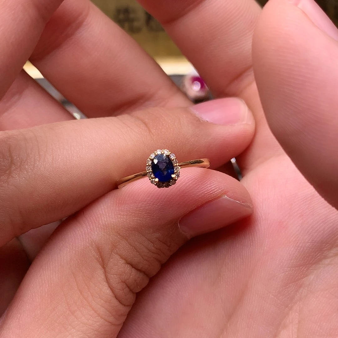 蓝宝石戒指银S925镶嵌