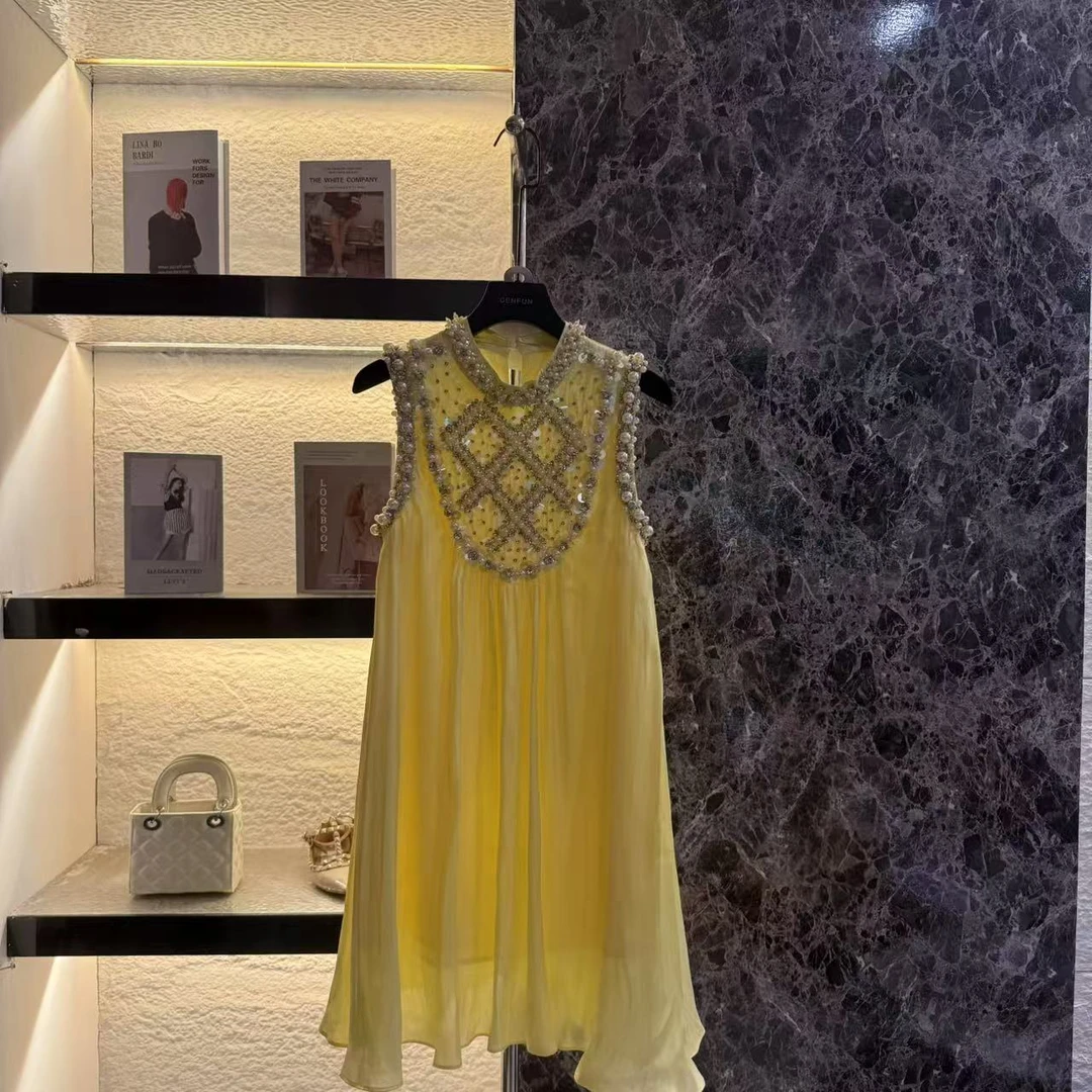 【CENFUN】84*2025春夏高定设计款无袖收腰连衣裙E001397