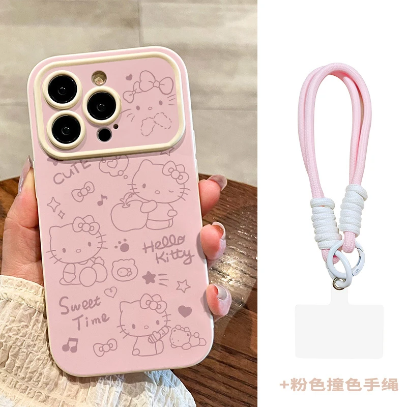 适用【苹果/华为/荣耀/OPPO/小米】甜美KT猫防摔磨砂大视窗手机壳