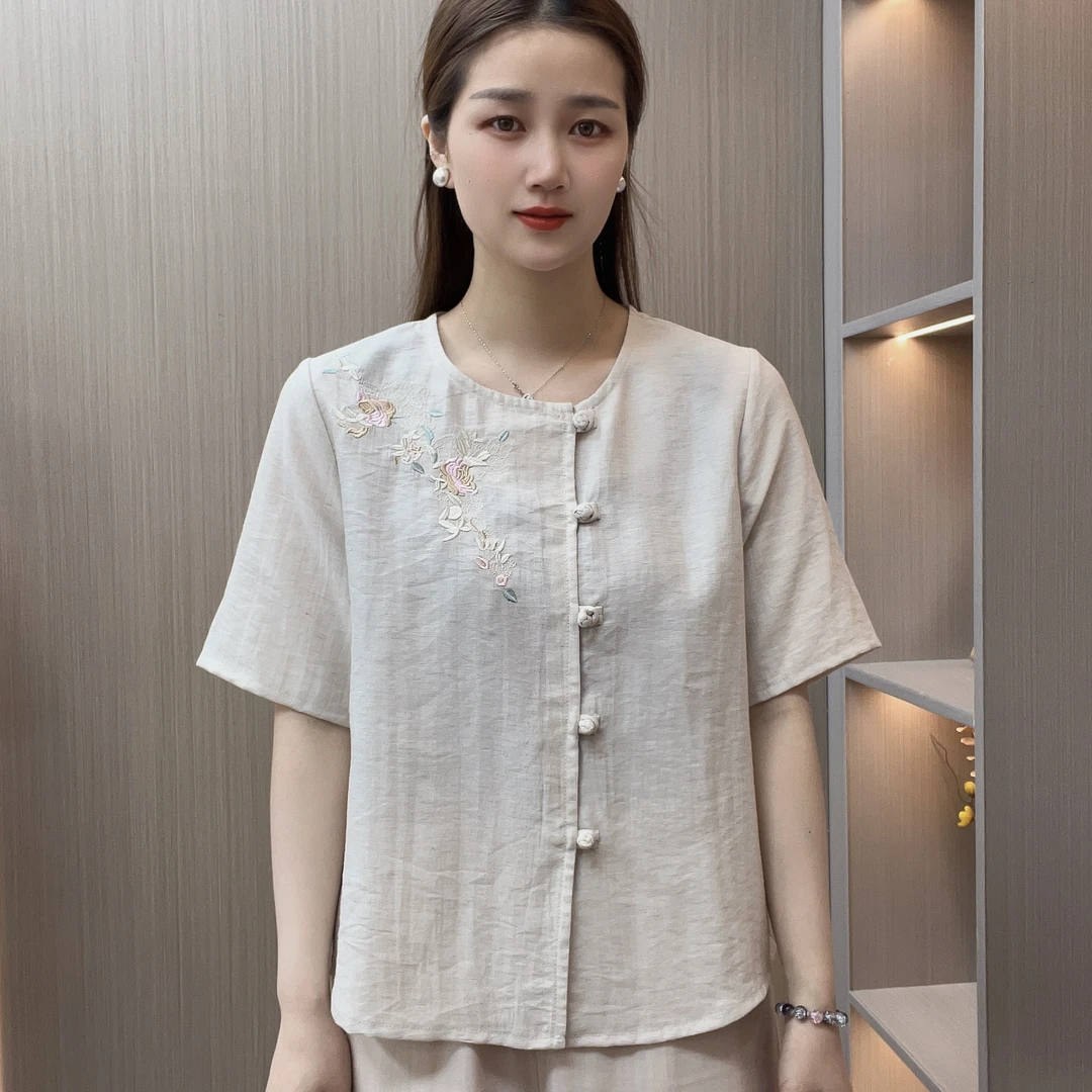 妈妈短袖T恤女大码2025夏季新款中老年装洋气小衫遮肚子上衣