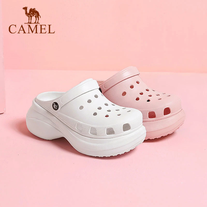 骆驼洞洞鞋女夏季软凉拖鞋透气厚底防滑包头沙滩鞋A12300632【XC】