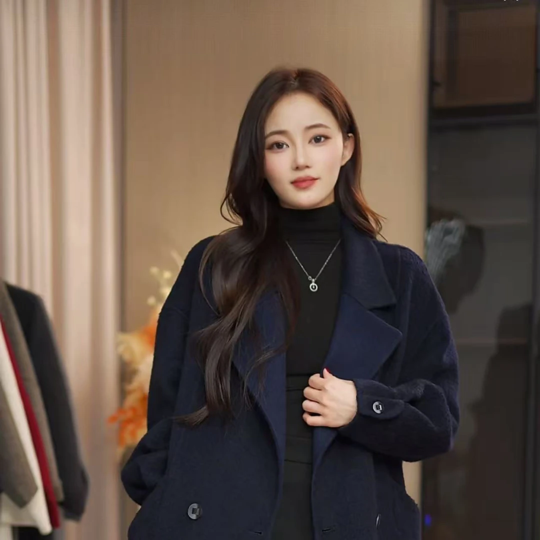 时尚轻奢软糯慵懒风廓形羊驼长款大衣