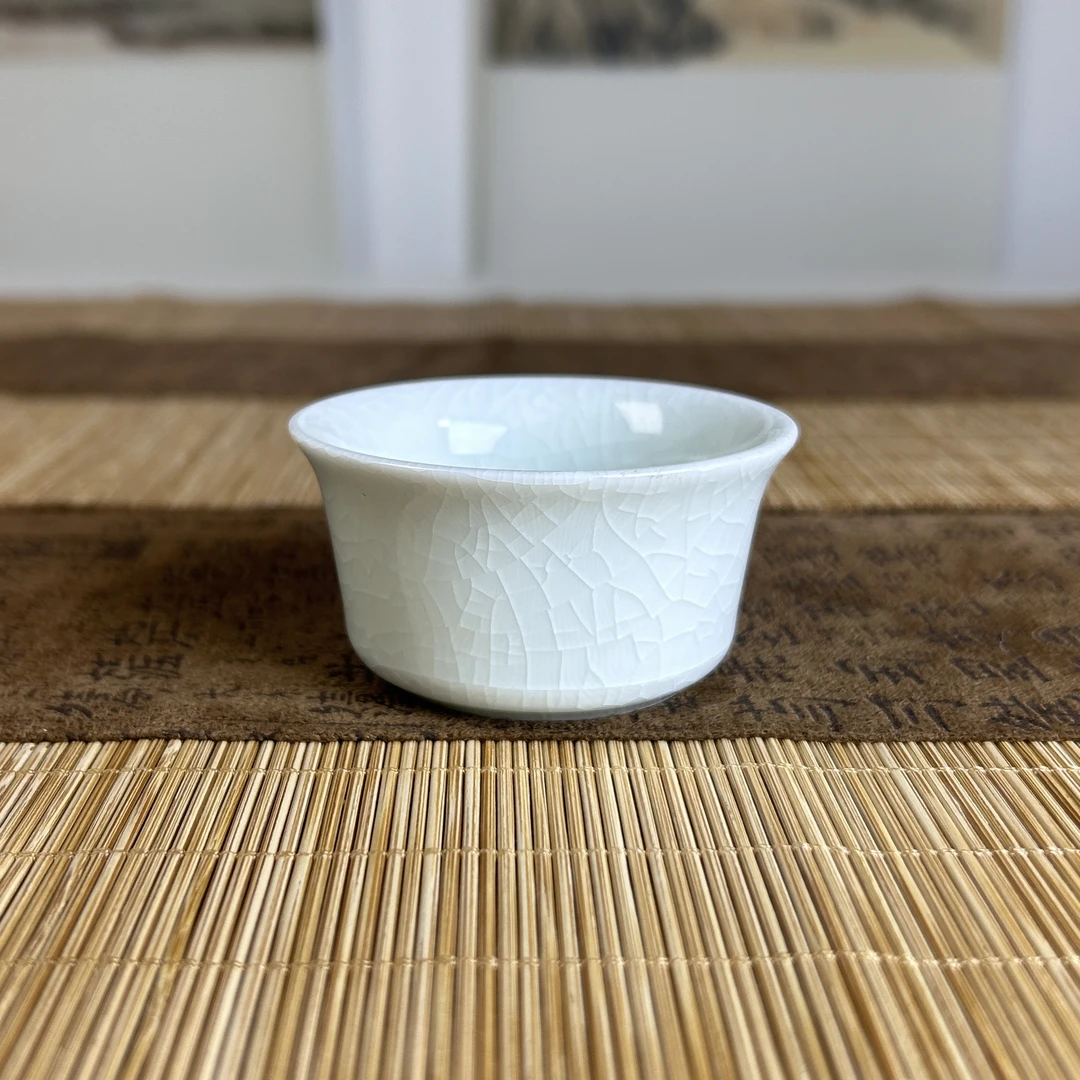 玉青色马蹄杯省工原矿汝窑茶杯家用