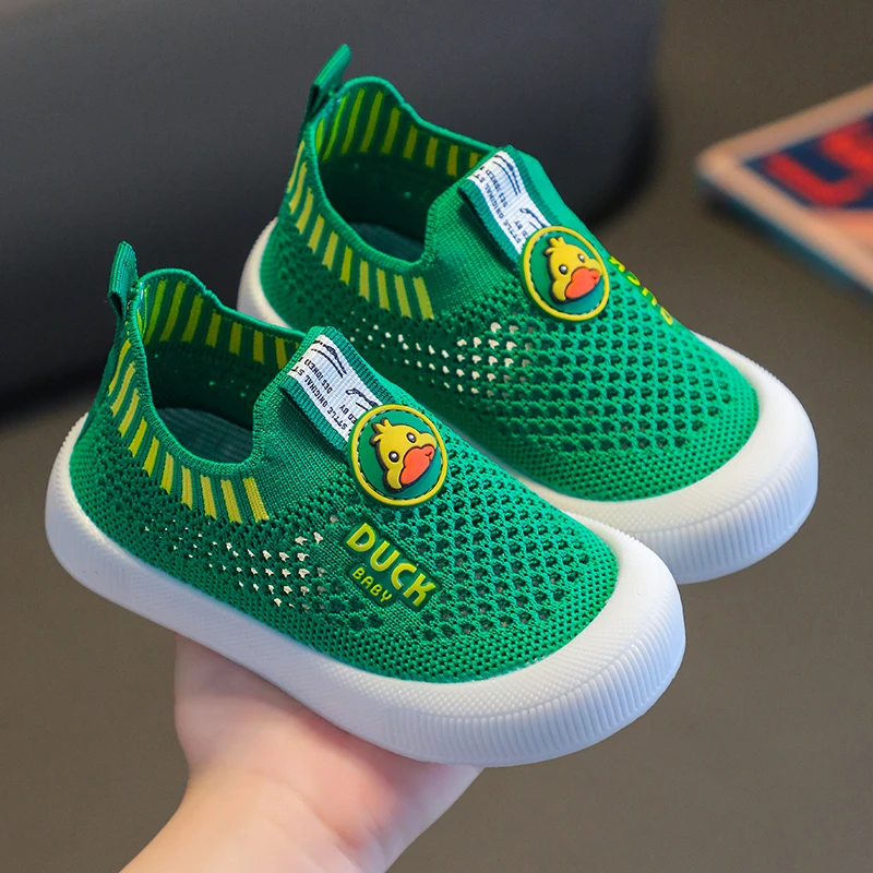 儿童休闲鞋2025新款防滑飞织鞋软底男女宝宝鞋一脚蹬百搭透气网鞋