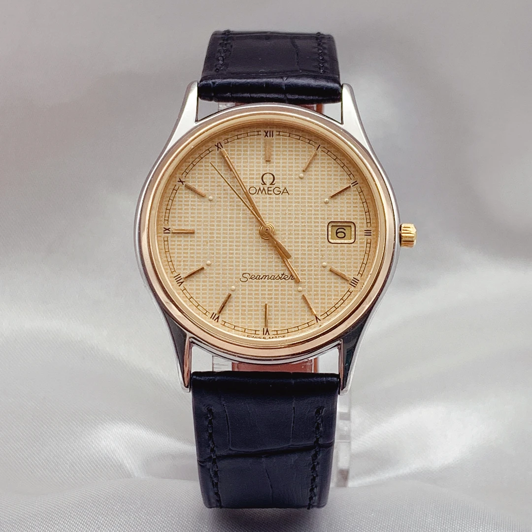 95新 Omega/欧米茄 海马系列/金盘//石英/女表33mm简约时尚