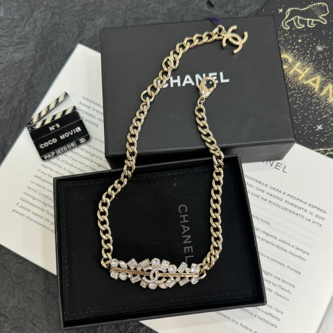95新 Chanel/香奈儿 泡泡中古Chanel水钻双C choker