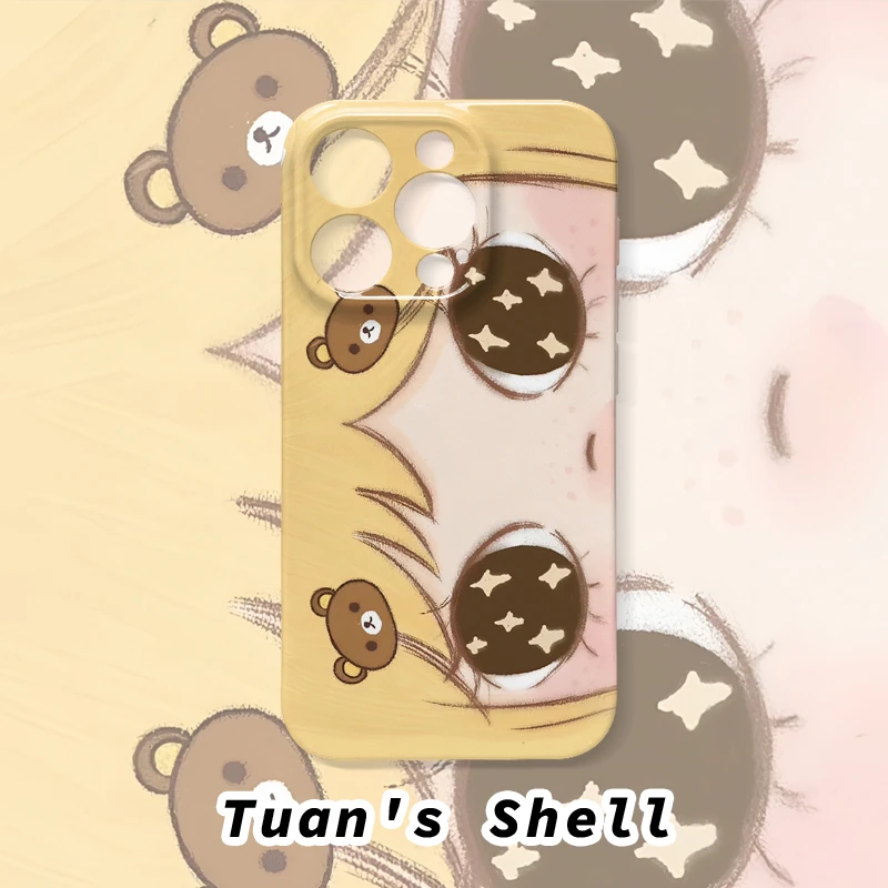 小女孩轻松熊菲林软壳适用苹果VIVO华为OPPO小米荣耀一加手机壳
