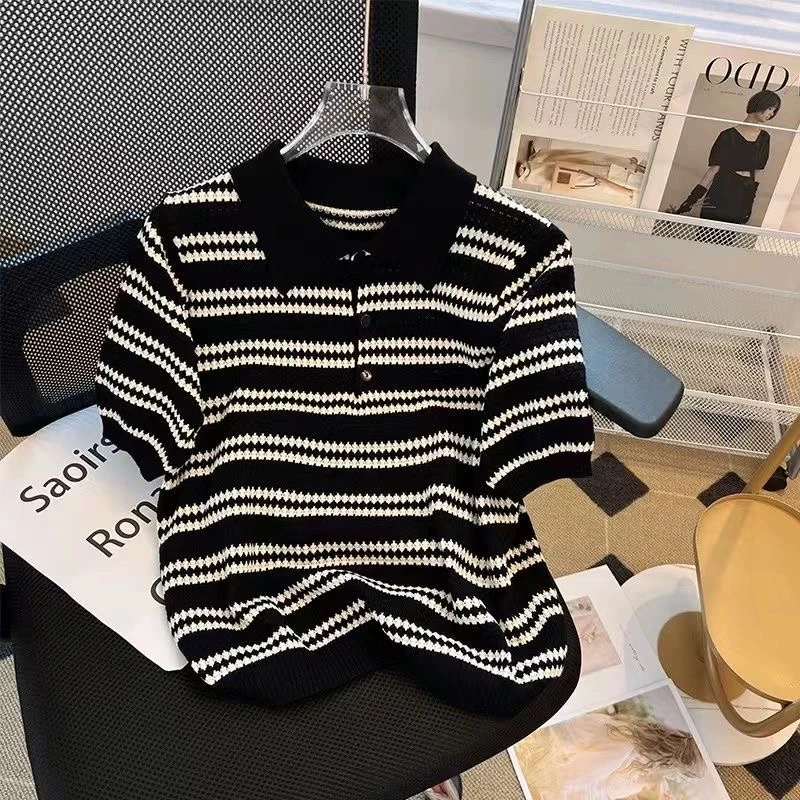 600-699 夏季短袖针织衫时尚圆领毛针织衫女百搭休闲气质0524