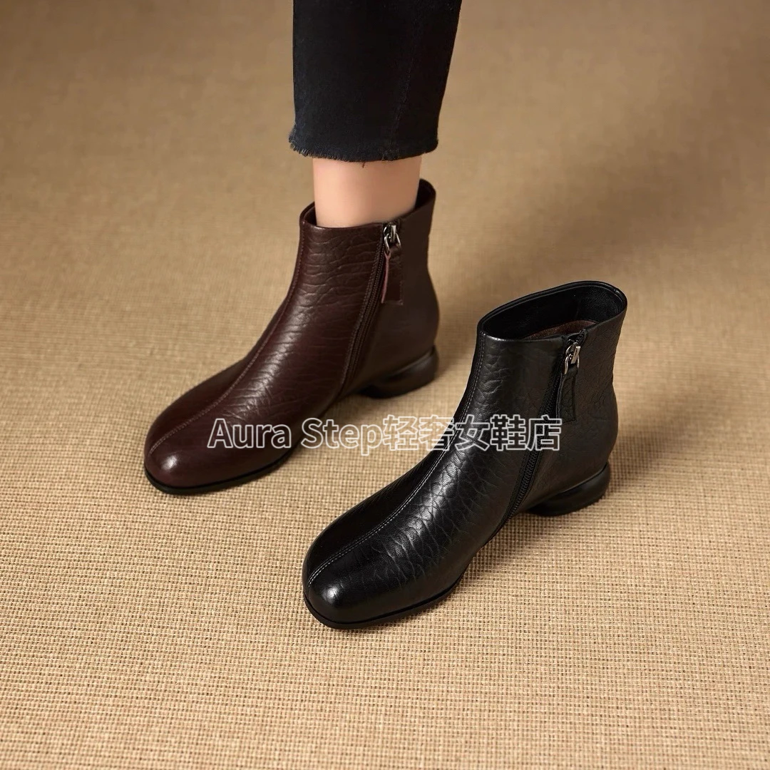 2025爆款英伦风大象纹芒果头秋冬女靴短靴502