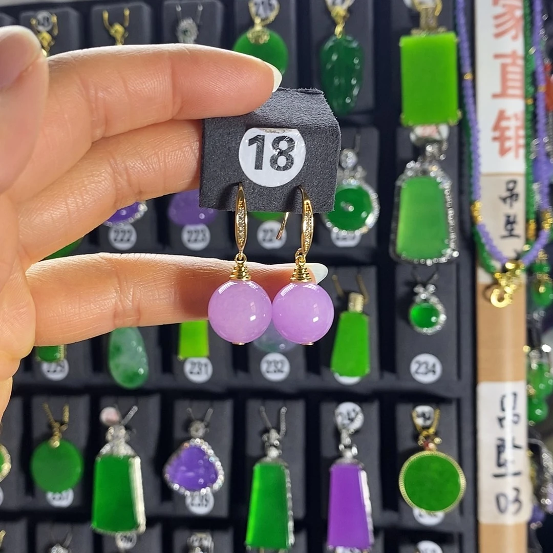 银S925镶嵌翡翠耳饰18