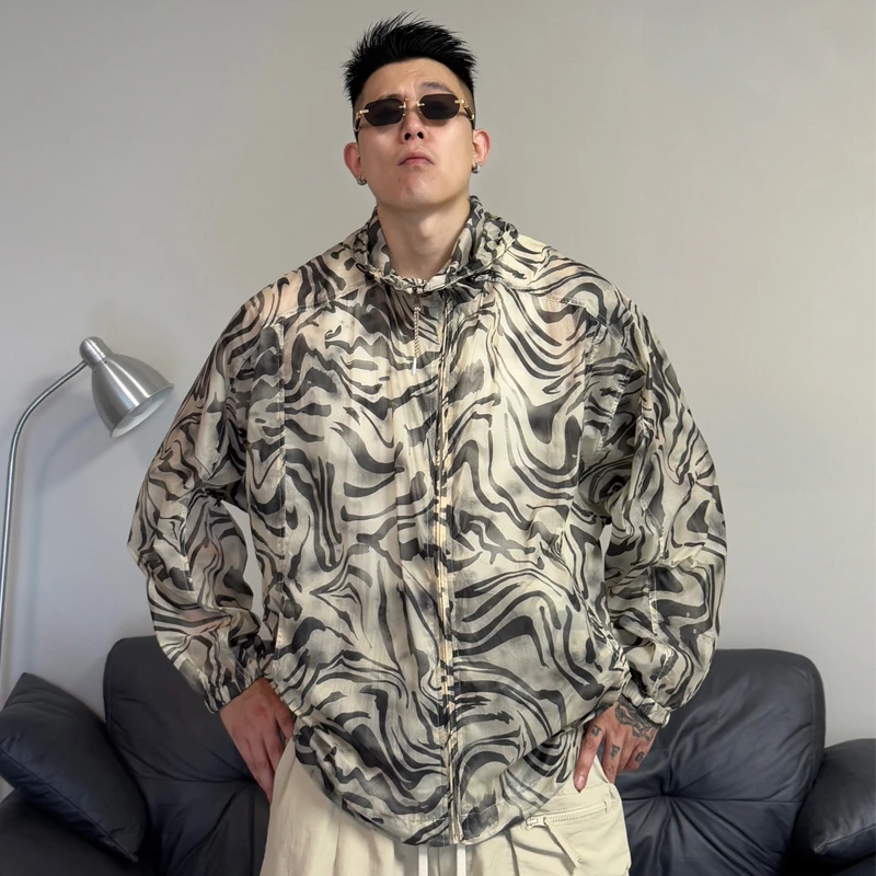 郑郑郑NEIQ店虎纹防晒轻薄连帽冲锋衣轻奢百搭休闲时尚夏季气质