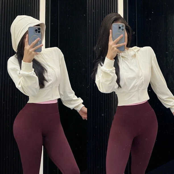 【大严家】女士秋冬可调节帽绳长袖瑜伽服外套户外健身运动百搭显瘦