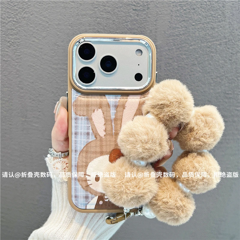 （iPhone17系列）电镀镜框皮纹鼓包适用iPhone17/Plus/Pro手机壳潮