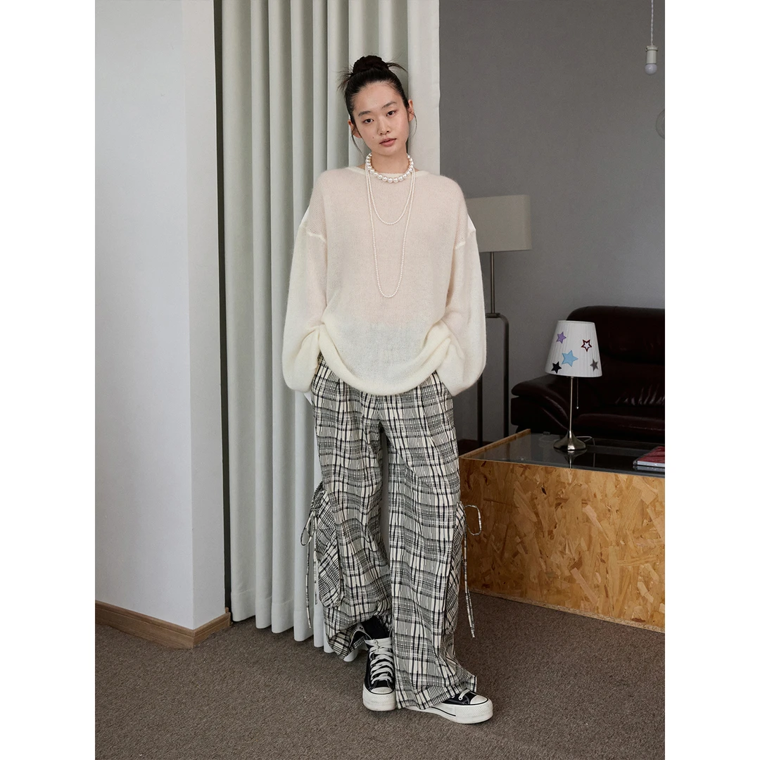 【25秋新VOL.4】1JINN STUDIO 宽松马海毛衬衫拼接长袖针织衫