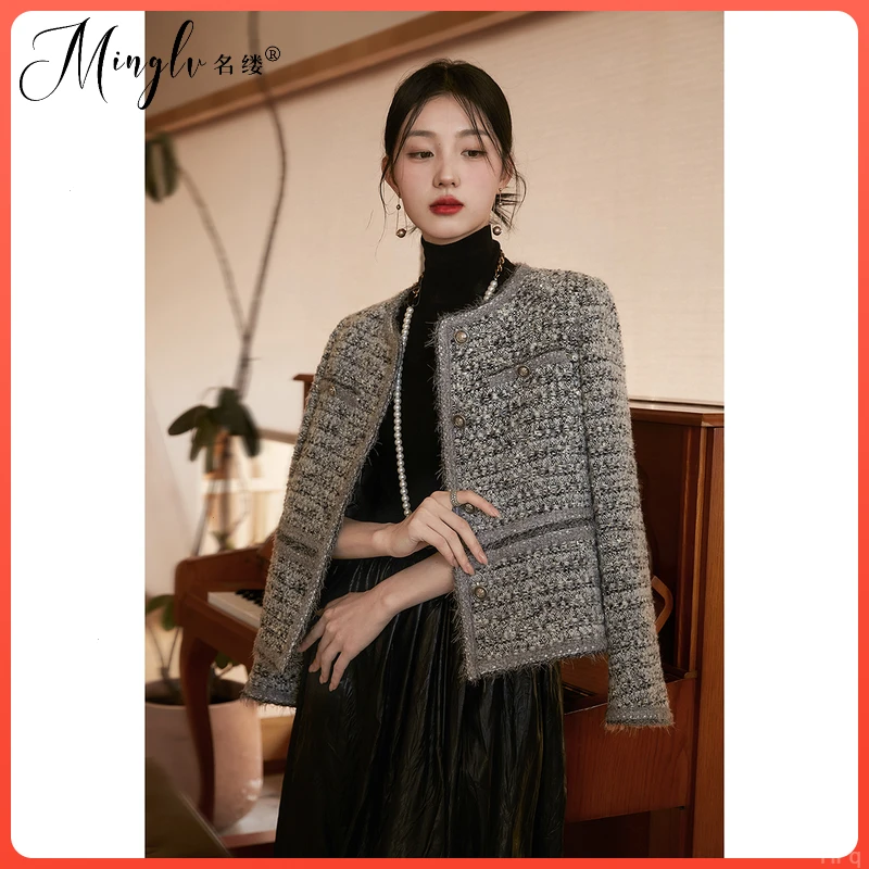 高级感高端小香风毛呢短外套女2025秋冬新款爆款气质名媛呢子上衣