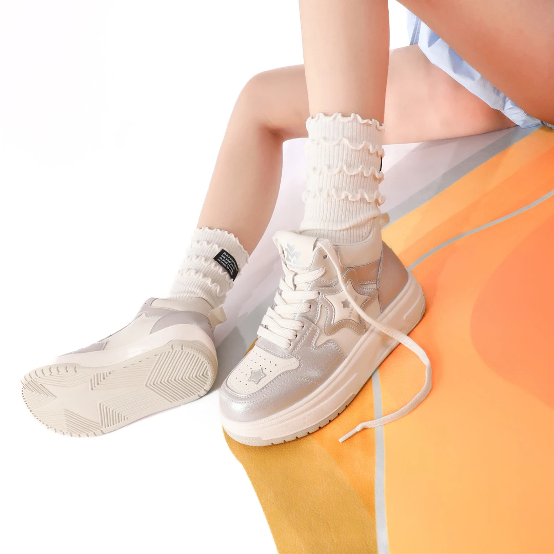 MD休闲运动高帮板鞋星星厚底鞋MD44116D03