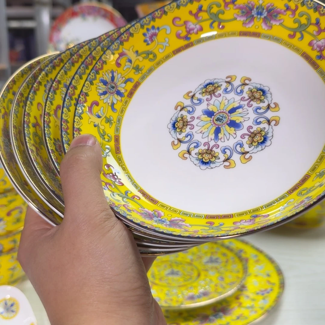 景德镇珐琅彩餐具6个7