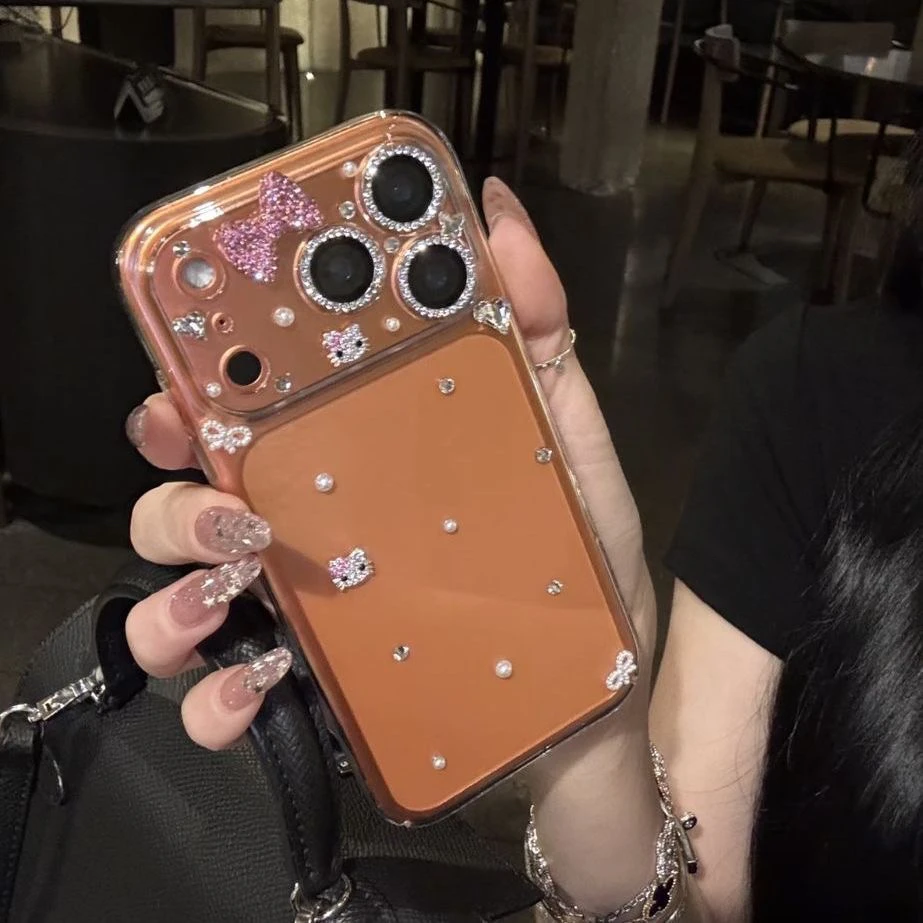 满钻蝴蝶结闪钻kt猫苹果17promax/16/15/14/13手机壳防摔女小众新