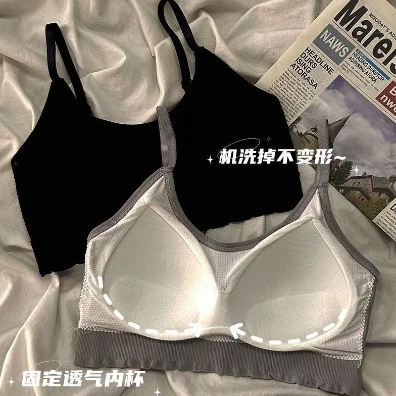 内衣女无钢圈薄款运动少女初高中学生吊带背心抹胸一体式裹胸文胸