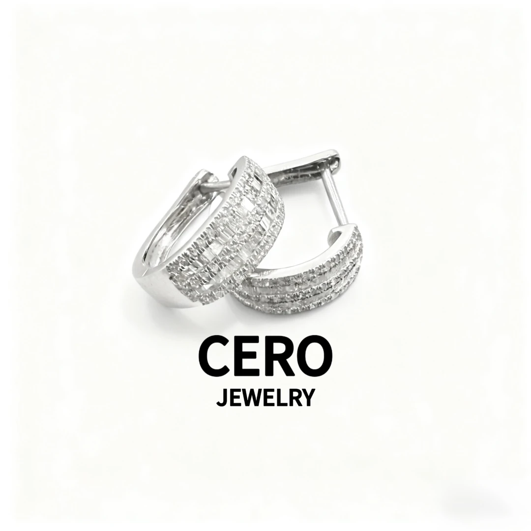 CERO直播【双排星河耳钉】白金轻奢百搭气质钻石耳钉KK00279