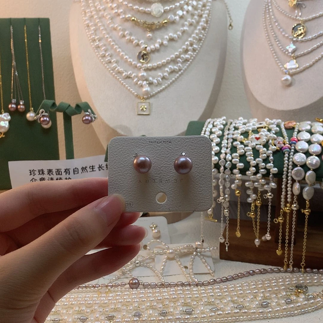 银S925镶嵌淡水珍珠戴妃耳钉