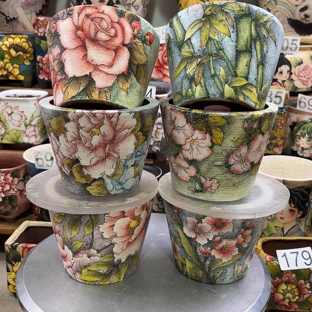 许***卡景德镇炫彩手绘景德镇陶瓷花盆