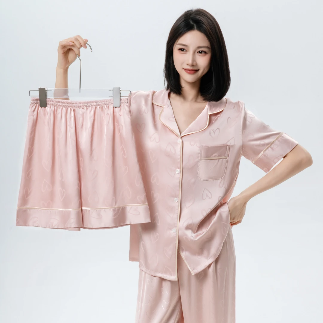 达芬奇密码涂鸦爱心睡衣女款爆款2025新款夏季可外穿三件套家居服