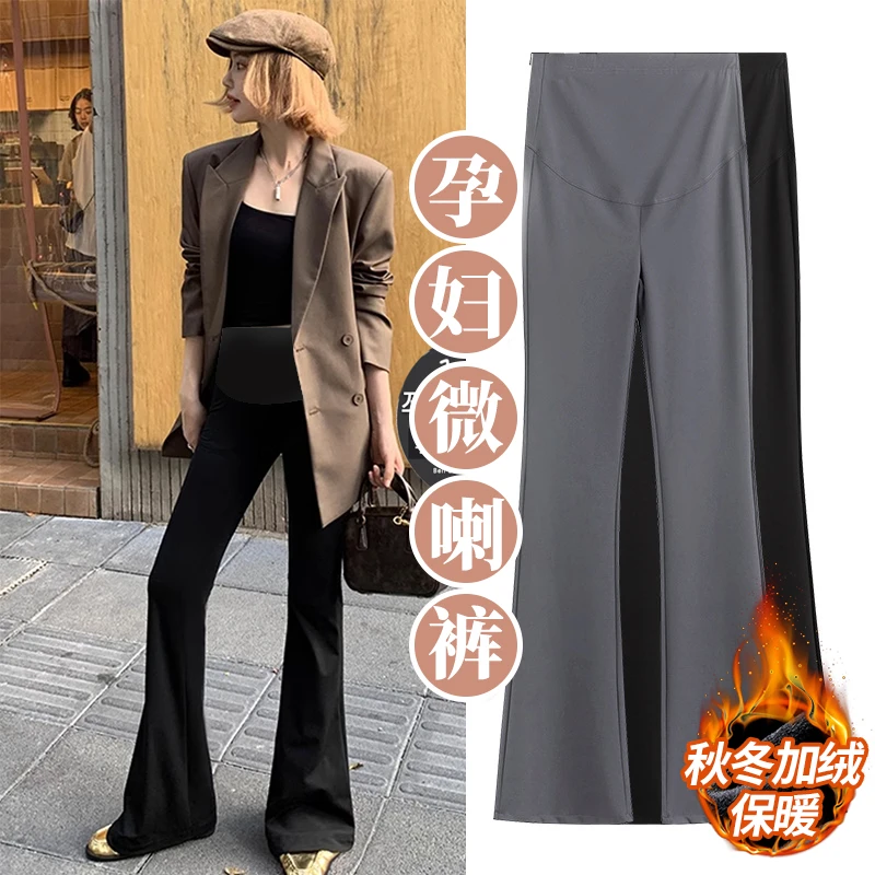 孕妇喇叭裤2025洋气爆款秋冬季加绒加厚显瘦鲨鱼裤大码托腹孕妇裤