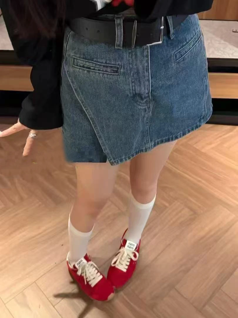 DALIANSU/大脸酥-4385   夏季修身百搭不规则包臀牛仔短裙裤