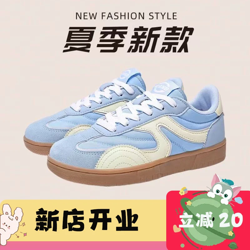 奇安达新款情侣经典蓝德训鞋厚底男女百搭运动鞋低帮透气板鞋女款