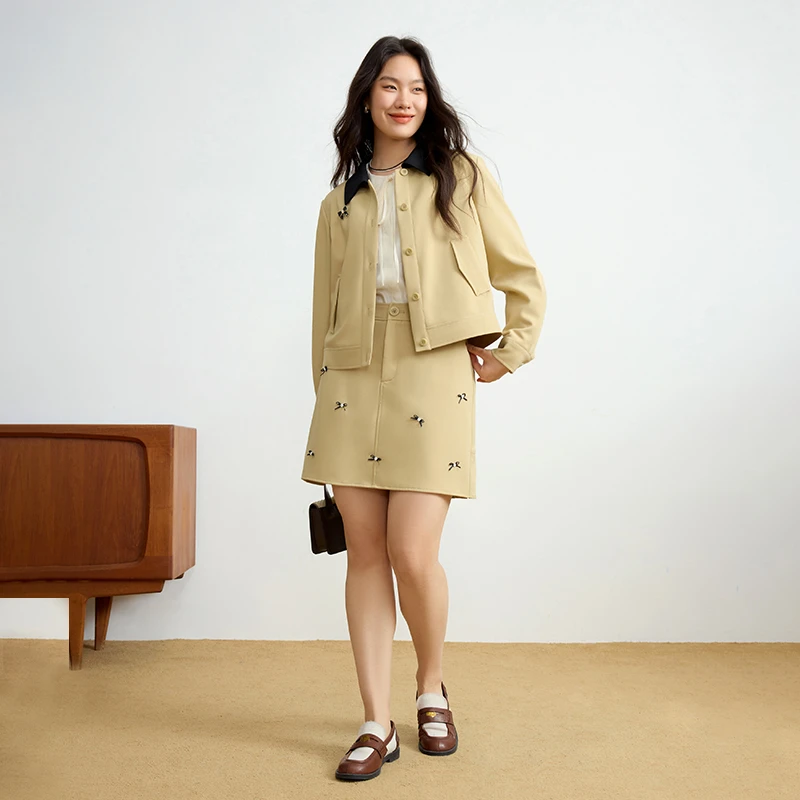 独束大码女装复古巴恩风时尚套装外套半裙两件套2S81191/81241