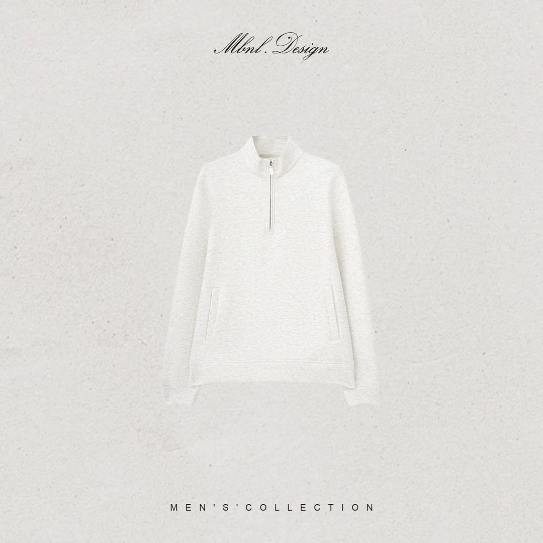 MBNL-F「Crisp 」秦磊男装棉定纺质感半开襟拉链卫衣LL-SSY1251