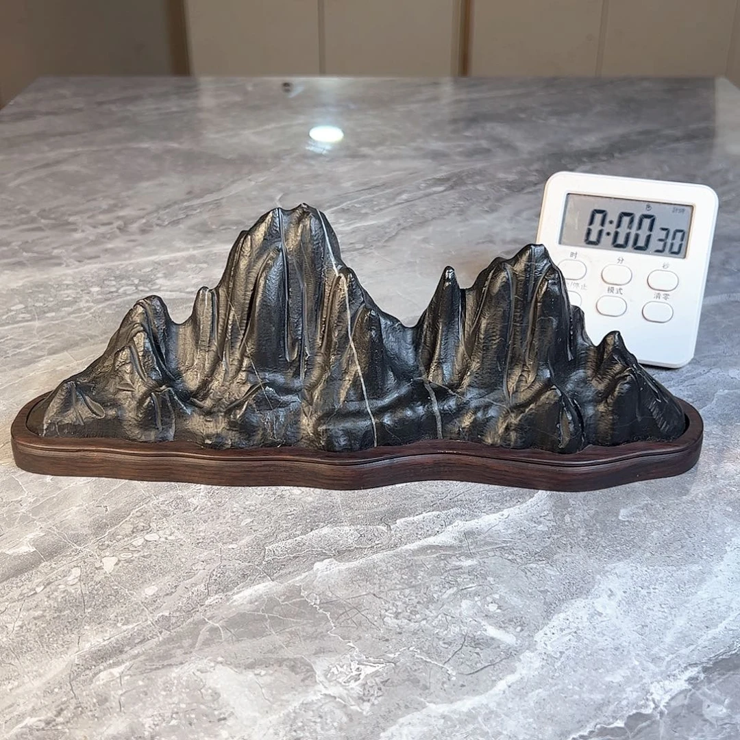 黄***松灵璧奇石观赏石摆件