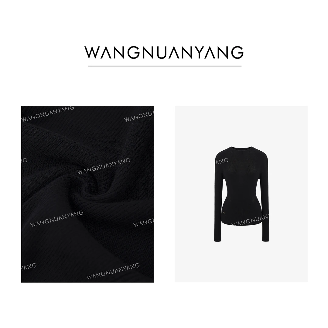 【王暖阳】细节控|前腰移针塑形定制古铜标半高领绢绒纱打底衫