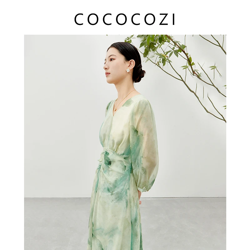 【丽公主专属】COCOCOZI春夏女士桑蚕丝气质优雅连衣裙232CO027