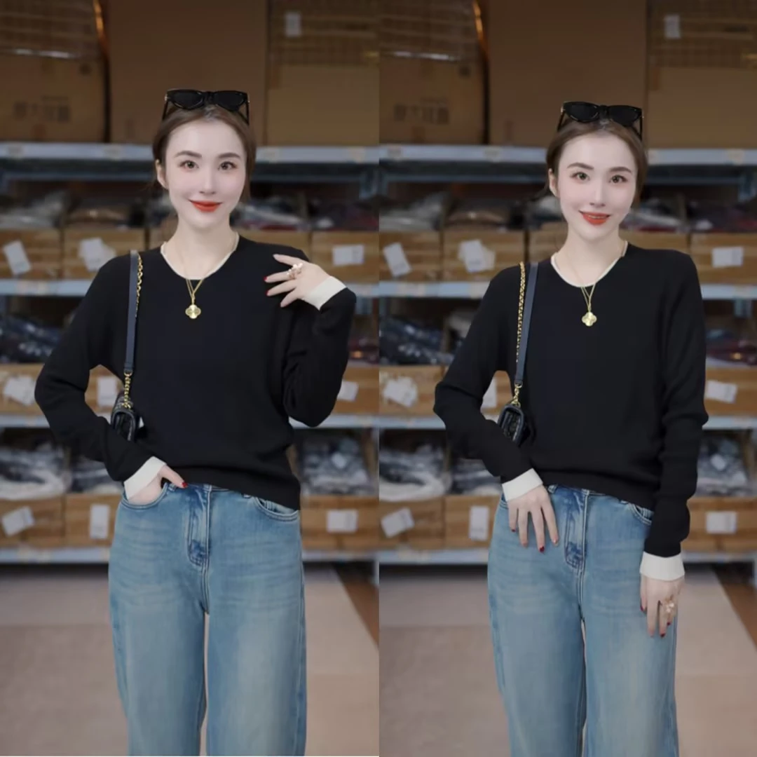 【轩姐特定】羊毛假两件时尚百搭针织小衫XY241908