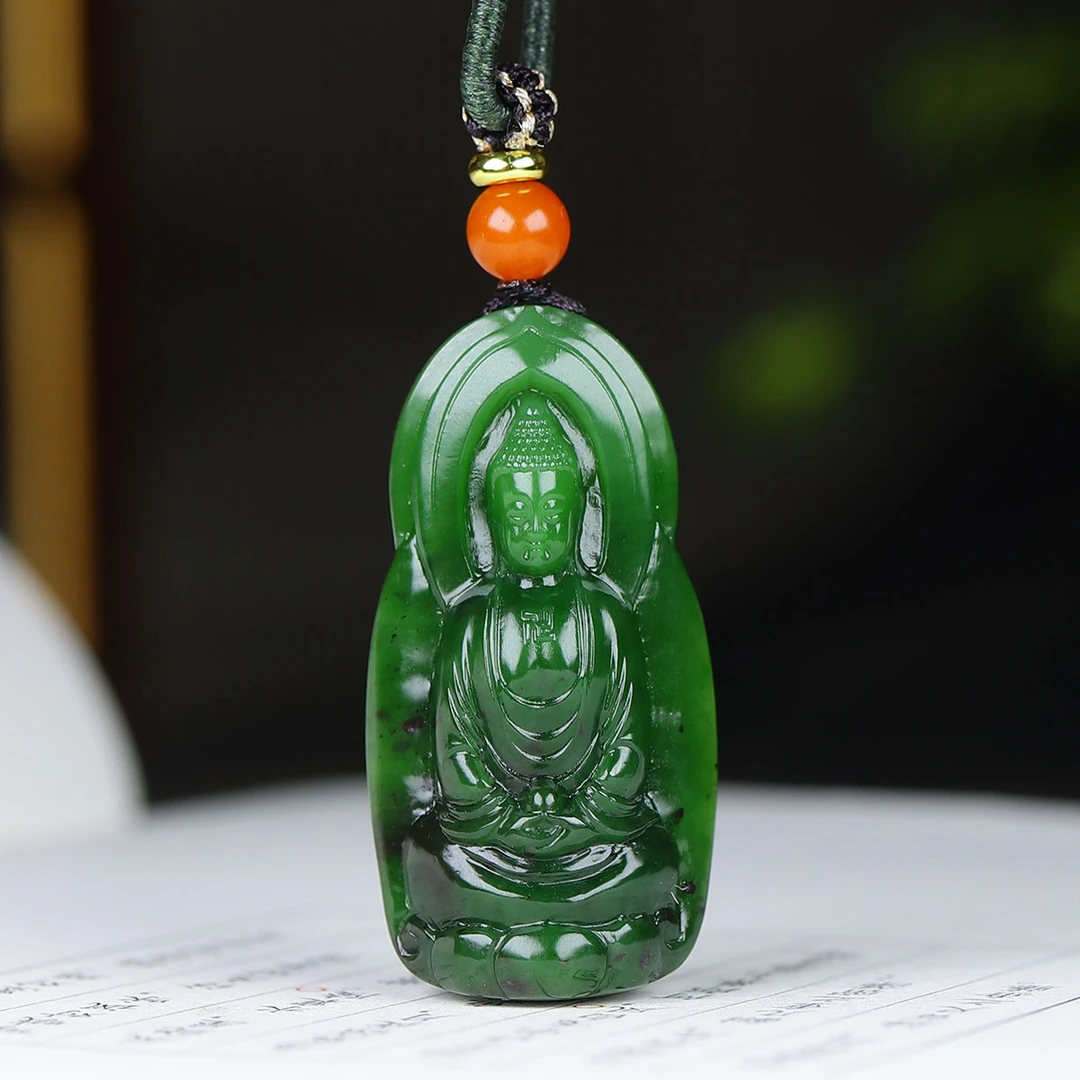 121349和田玉碧玉大日如来挂件