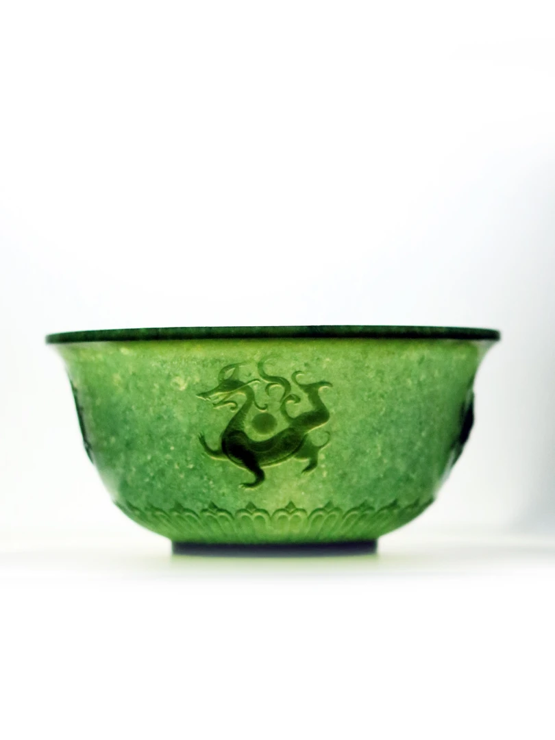 四神兽 茶碗 摆件 和田玉青玉薄胎茶器蒋宏利茶具