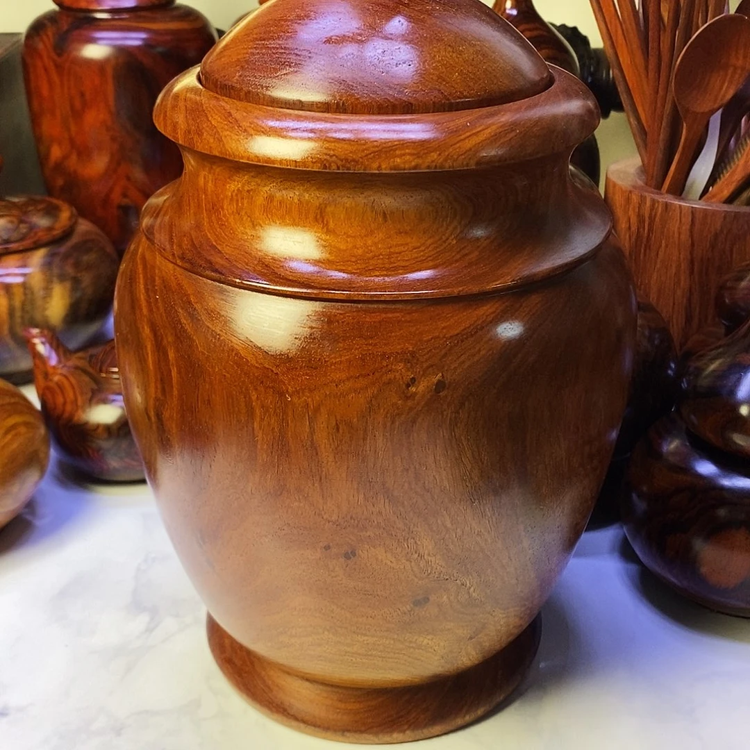 木黑*缅甸花梨木大号茶叶罐