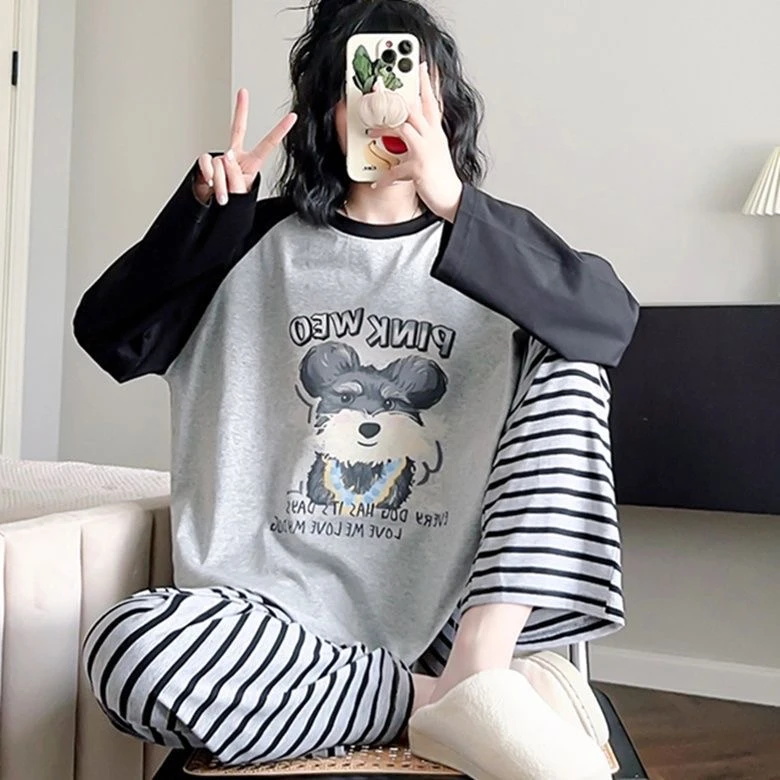 （1号）【先选编号再选尺码】品牌高货！双层棉纱睡衣女家居服可外穿