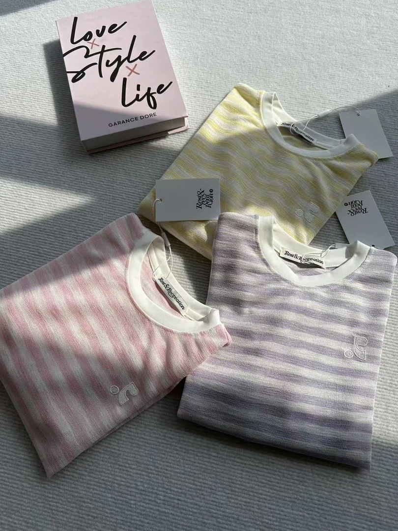 25春夏新款胸前立体刺绣长袖条纹空调衫防晒衣