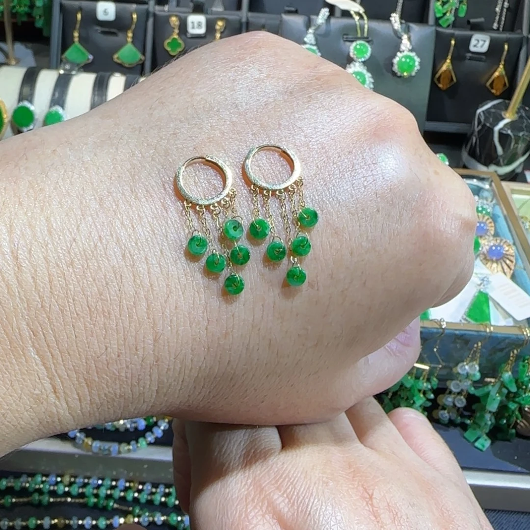 翡翠18K金镶嵌颈饰耳包