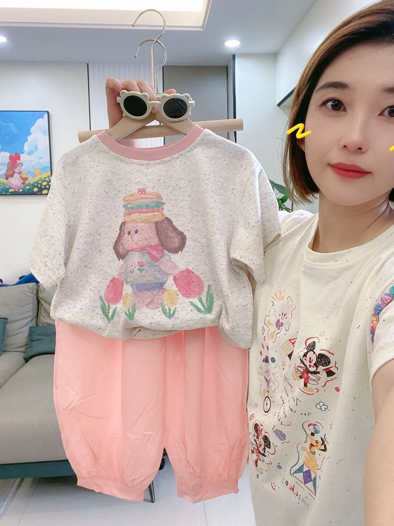【亲子装】儿童纯棉短袖T恤2025新款女童短袖T恤亲子款洋气卡通