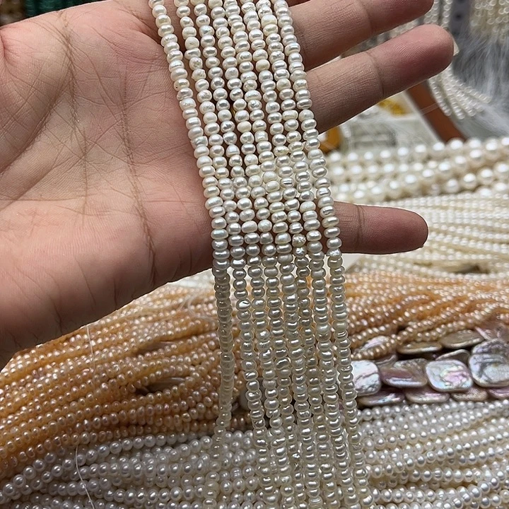 未镶嵌玛瑙/玉髓珠宝半成品一条4mm左右珍珠算盘珠
