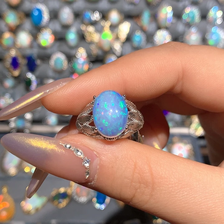 欧泊欧泊戒指t银S925镶嵌