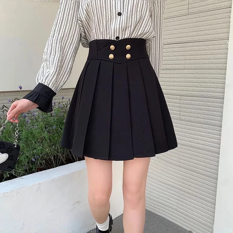 大码高腰显瘦A字半身裙2025新款胖MM复古百搭防走光减龄百褶短裙
